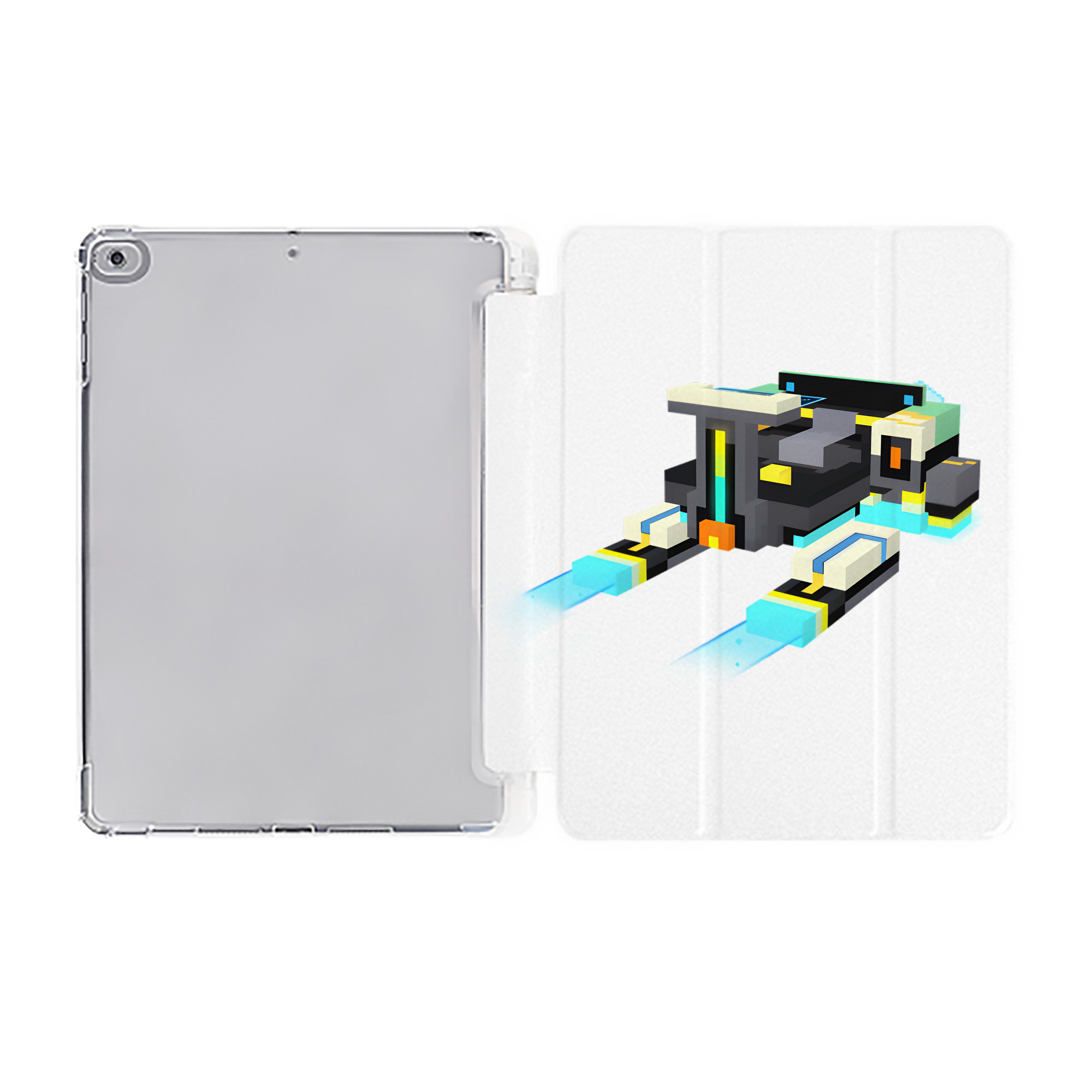 （画像用） マインクラフト ブロックの世界 Minecraft MC Block world IPad ケース ペン収納付き 三つ折りスタンド PUレザー×シリコン 対応機種9.5/10.5/10.9インチ